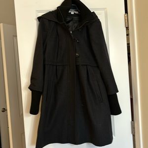 DKNY Black Hooded Coat